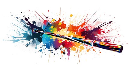 Abstract colorful illustration of a baseball bat on a white background