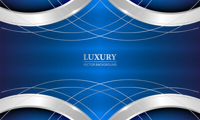Abstract luxury blue background with silver rings Elegant 3D vector illustration for award, holliday invitation, celebrating, vip card, flyer or brochure