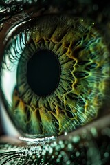 a ultra close up photo of a human eye, green in color, ultra macro,