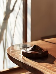 Obraz premium Chocolate Elegance Smooth Melting Texture on Sculptural Metal