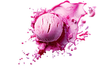 Delicious strawberry, raspberry, cherry ice cream with pink and red sprinkles, saliva inducing separation, ice chunks, no background