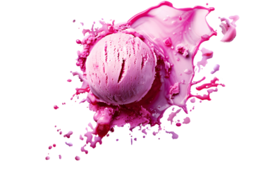 Delicious strawberry, raspberry, cherry ice cream with pink and red sprinkles, saliva inducing separation, ice chunks, no background