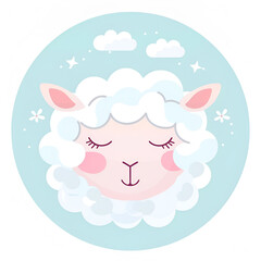 Fototapeta premium Cartoon white sheep
