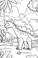 
minimalistic Dinosaurs themed children's coloring page for print 