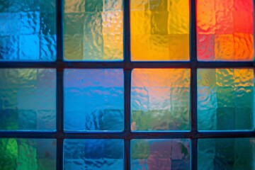 Colorful multicolored window close-up, background texture