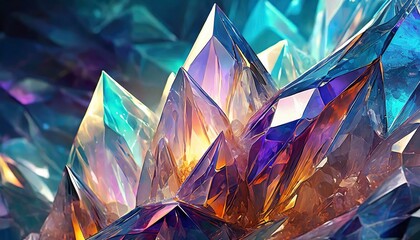 Design an image with an abstract, crystalline structure that mimics the natural form of quartz crystals, emphasizing sharp angles and a transparent texture.