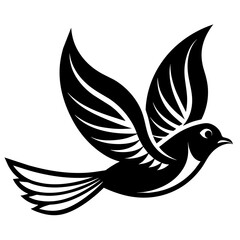 Flying bird icon logo vector silhouette  on white background 