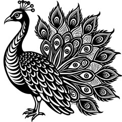 Peacock vector silhouette on white background 