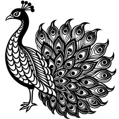 Peacock vector silhouette on white background 