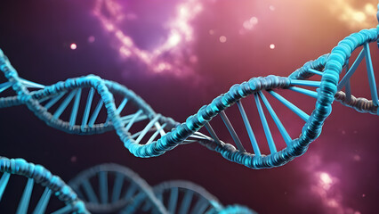 Digital illustration DNA structure in colour background. Science and technology concept. 3D rendering