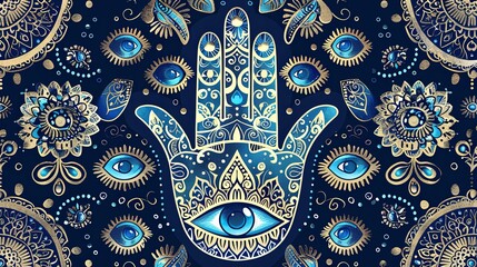  Hamsa hand painting  pattern