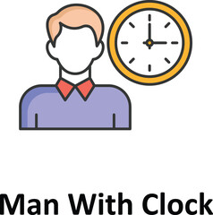 Fototapeta na wymiar Man with Clock Vector icon which can easily modify or edit