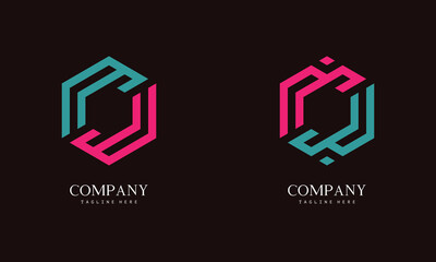 Set of hexagon-shaped monogram logo with the initial letter W. Suitable for various businesses. - obrazy, fototapety, plakaty