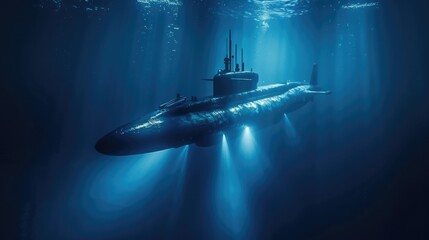 Submarine navigating a deep sea minefield.