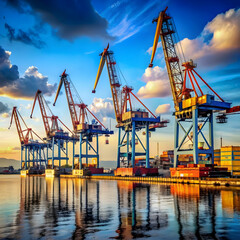 cranes in a seaport
