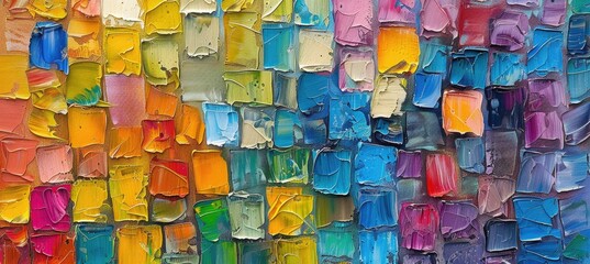 Abstract art painting of a colorful mosaic.
