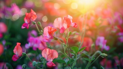 Sweet pea growing in the garden