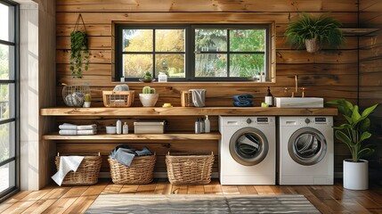 Modern Laundry Room with Stylish Organization
