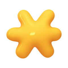Asterisk Symbols. Sign yellow color. Realistic 3d design in cartoon balloon style. Isolated on white background. vector illustration