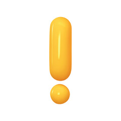 Symbols Exclamation mark. Sign yellow color. Realistic 3d design in cartoon balloon style. Isolated on white background. vector illustration
