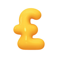 Symbols Pound. Sign yellow color. Realistic 3d design in cartoon balloon style. Isolated on white background. vector illustration