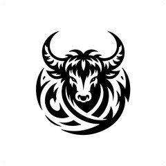 yak in modern tribal tattoo, abstract line art of animals, minimalist contour. Vector