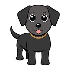 Sweet Cartoon Black Labrador Puppy. Black Labrador Puppy in Cartoon Vector