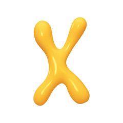 Fototapeta premium letter X. letter sign yellow color. Realistic 3d design in cartoon liquid paint style. Isolated on white background. vector illustration