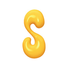 letter S. letter sign yellow color. Realistic 3d design in cartoon liquid paint style. Isolated on white background. vector illustration