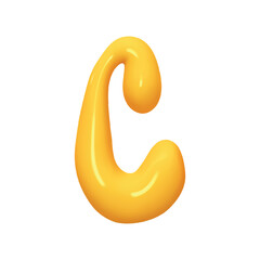 letter C. letter sign yellow color. Realistic 3d design in cartoon liquid paint style. Isolated on white background. vector illustration