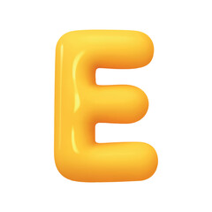 letter E. letter sign yellow color. Realistic 3d design in cartoon balloon style. Isolated on white background. vector illustration