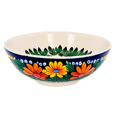A hand-painted ceramic bowl with a vibrant Mexican folk art design Transparent Background Images 