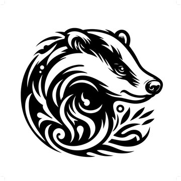 recommend clip art: Badger in modern tribal tattoo, abstract line art of animals, minimalist contour. Vector