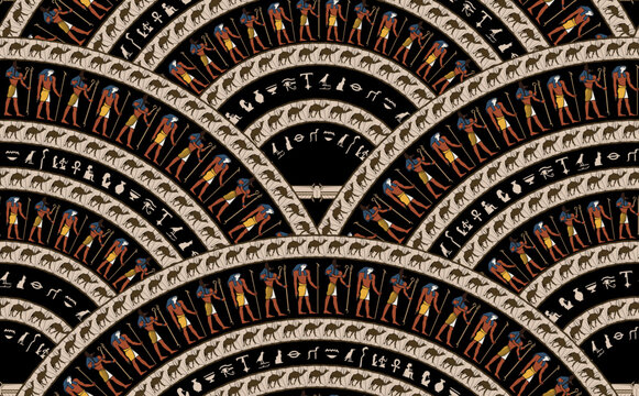 Ancient egypt background.Egyptian hieroglyph and symbolAncient culture sing and symbol.Anubis. Ra. Tutankamon