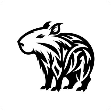 recommend clip art: Capybara in modern tribal tattoo, abstract line art of animals, minimalist contour. Vector