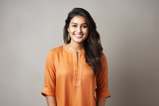 young indian woman wearing traditional kurti