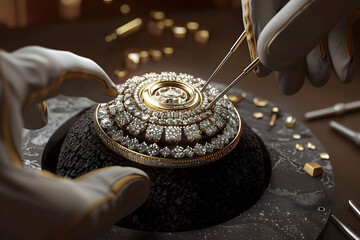 A man carving and setting diamonds for a diamond