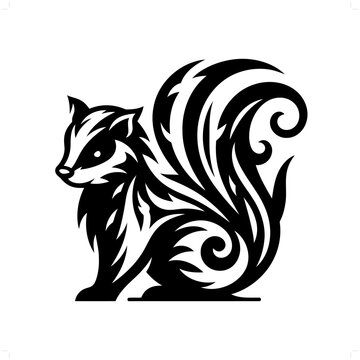 recommend clip art: Skunk in modern tribal tattoo, abstract line art of animals, minimalist contour. Vector