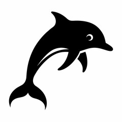 Dolphin jumping Silhouette art logo vector illustration isolated on a white background