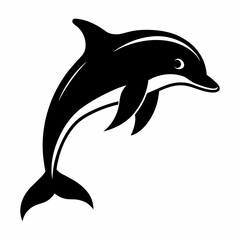 Dolphin jumping Silhouette art logo vector illustration isolated on a white background