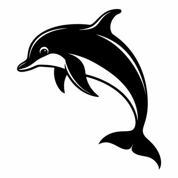 Dolphin jumping Silhouette art logo vector illustration isolated on a white background
