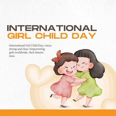 An illustration for International Girl Child Day featuring happy girls. Promoting the rights and well-being of girls around the world.
