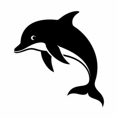 Dolphin jumping Silhouette art logo vector illustration isolated on a white background