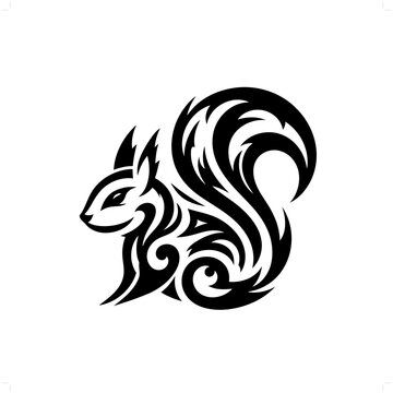 recommend clip art: Squirrel in modern tribal tattoo, abstract line art of animals, minimalist contour. Vector