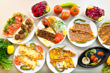 Kiymali pide. Turkish pide with minced meat. Turkish pizza mince pita Pide on white background. Etli ekmek. Kusbasi kasarli, kiymali kasarli, kiymali yumurtali, Bafra, Trabzon, Kusbasili pide.