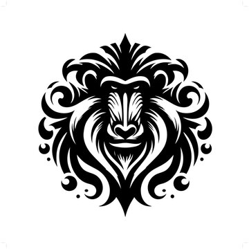 recommend clip art: Mandrill; baboon in modern tribal tattoo, abstract line art of animals, minimalist contour. Vector