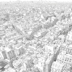 An Aerial Perspective on a Dense Urban Environment with Buildings and Streets