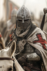 Warrior of the Knights Templar in armor