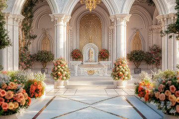 Fototapeta premium Semarang, Indonesia - January 3, 2024: Traditional Wedding Ceremony in Traditional Church