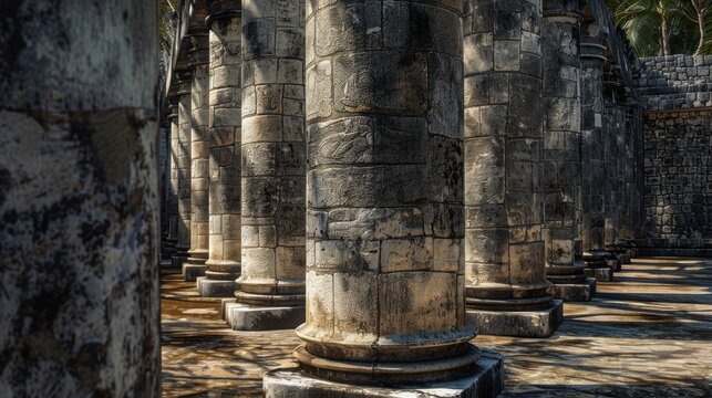 Old pillars relics from ancient times.AI generated image